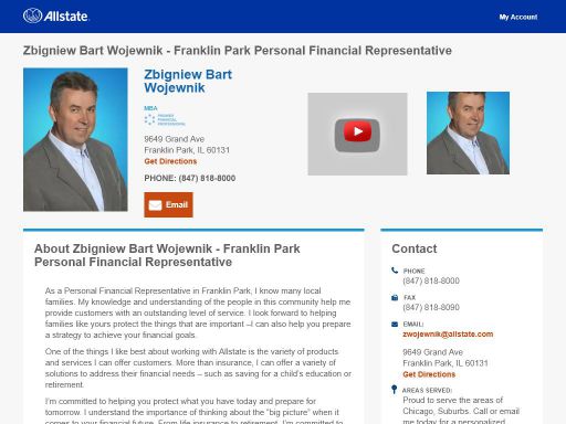 allstate personal financial representative zbigniew bart wojewnik